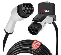 MCEVKELN Alargador para Cable De Carga Vehículo Eléctrico Tipo 2 22 kW | 32 A 3 Fases, Cable Alargador De 10 m con Candado para Coche Híbrido Y Eléctrico IEC 62196-2, Cable Alargador De Carga Tipo 2