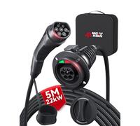 MCEVKELN Cable de Extensión de Carga EV Tipo 2 22KW 32A | Cable de 5 m | Trifásico para Vehículo Eléctrico IEC62196-2 Cable de Carga con Enchufe Compatible con Automóviles Eléctricos, con Cerradura