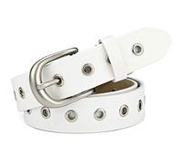 McFanBe Cinturón de Cuero Mujer Para Lady Girls Dreess Jeans Pantalones con Hebilla de Aleación 1.1 "Ancho (L:115cm(Ajuste 95-106cm/38-42"), A:Blanco)