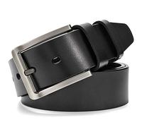 McFanBe Cinturón de Cuero Para Hombre Pantalones Vaqueros Casuales Hebilla de Clavija de Aleación Antirrayas 38 mm de Ancho (L(cintura ajustada 105-114cm), A:negro)