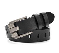 McFanBe Cinturón de Cuero para Mujer para Vestido Cinturón de Cintura para niñas Hebilla de Aleación (S:95cm(Ajuste 75-84cm/30-33"), B(2,8cm ancho): negro)