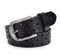 McFanBe Cinturón de Cuero para Mujer para Vestido Cinturón de Cintura para niñas Hebilla de Aleación (L:115cm(Ajuste 95-106cm/38-42"), A(3,2cm ancho): Negro)
