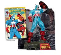 McFarlane Toys - Figura Posada de Marvel Capitán América a Escala 1:6 con Escena y cómic (The Amazing Spider-Man #323)