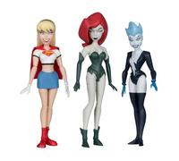 McFarlane Toys - The New Batman Adventures Poison Ivy Live Wire Supergirl (Girls Night out), Paquete de 3 Etiquetas Doradas