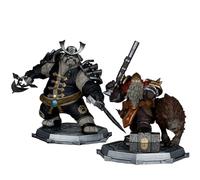 McFarlane Toys - World of Warcraft Dwarf Hunter: Beastmaster & Marksman and Pandaren: Monk & Rogue Figura Posada a Escala 1:12 de Lujo, 2 Unidades, Etiqueta Dorada
