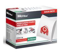 McFilter | 16 bolsas para aspiradoras Miele FJM | adecuado para Tango Plus S381, S771 | 5 capas | bolsa para polvo incl. 8 filtros con cierre automático | MAXI BOX
