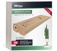 McFilter | 20 bolsas para aspiradora adecuadas para Vorwerk Kobold VK118 VK119 VK120 VK121 VK122 | papel de filtro de 2 capas | recambio para FP118-122 | bolsa tipo VO 523
