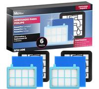 McFilter | 3 filtros adecuados para Philips FC8010/01 FC9332/09 FC9328?FC9334 FC9349?FC9353 FC9556 FC9515 Filtro Hepa filtro de aspiradora Kit de repuesto Accesorios para PowerPro Compact, Active,