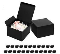 Mcfleet Cajas de regalo negras con tapas de 6 x 6 x 4 pulgadas, paquete de 25 cajas de regalo de cartón para propuesta de padrinos de boda, boda, graduación, vacaciones, regalos de cumpleaños