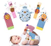 MCGMITT Juguete de Dentición para Bebé - Mordedor Sonoro con Calcetines y Pulseras Sensoriales Hecho de Silicona Sin BPA, Suave y Lavable Para Niños y Niñas desde el Nacimiento hasta los 12 Meses