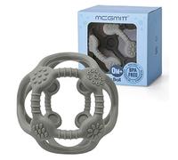 MCGMITT Mordedor para bebés,2 en 1 Juguete de silicona para la dentición Pelota de agarre para bebés Juguete sensorial A partir de 3 meses Accesorios para la dentición sin BPA Regalos para bebés(Gris)
