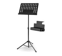 McGrey 11940 Atril de Orquesta con Rejilla Perforada Set - Ajuste Continuo - con Pinzas para Partituras - Incluye Caja de Almacenaje - Negro