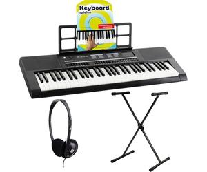 McGrey 6170 BK Teclado portátil negro, 61 teclas, batería integrada, 200 sonidos y ritmos, MP3, incluye soporte X, auriculares y escuela de teclado.