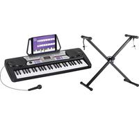 McGrey BK-5410 Mini Soporte Teclado para Principiantes, 54 teclas, 255 sonidos y ritmos, incluye adaptador, atril, micrófono y mini soporte en X, color negro.