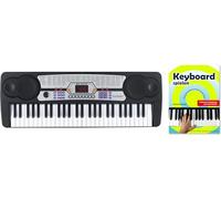 McGrey BK-5410 Set de teclado para principiantes (54 teclas) con escuela de teclado; 255 sonidos y ritmos, 8 sonidos de percusión, 8 canciones demo. Incluye adaptador y micrófono.