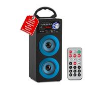 McGrey BS-20 Beachside: Altavoz portátil Bluetooth con batería reemplazable, Radio FM, MP3 por USB/SD, Entrada AUX, 30 presintonías y Mando a Distancia - Azul