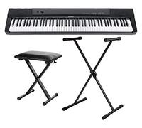 McGrey BS-88 Keyboard Set - Teclado para principiantes con apariencia de piano de escenario con 88 teclas - 146 sonidos - con pedal de sustain - set ahorro incluye soporte y banco - negro