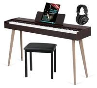 McGrey DP-17 WD Piano Set - 88 teclas ponderadas con martillo y sensibilidad táctil - 128 sonidos, 600 ritmos - incluye banco, auriculares y escuela de piano - nogal oscuro.