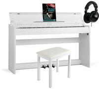 McGrey DP-18 WM E-Piano Set: 88 teclas ponderadas con martillo, 128 sonidos, cubierta, banco, auriculares y escuela de piano. Color blanco mate.