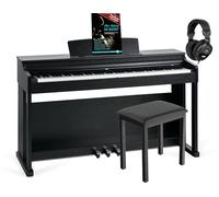 McGrey DP-19 SM E-Piano Set: 88 teclas ponderadas con martillo y sensibilidad, 8 sonidos, cubierta, banco, auriculares y escuela de piano. Color negro mate.