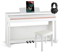 McGrey DP-19 WM E-Piano Set: 88 teclas ponderadas con martillo y sensibilidad, 8 sonidos, cubierta, banco, auriculares y escuela de piano. Color blanco mate.