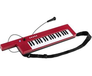 McGrey KT-3712 Teclado Infantil 37 Teclas (Keytar) con Correa y micrófono incluidos. Funciona con Pilas; Adaptador USB Opcional. 4 timbres, 4 ritmos y 10 Canciones Demo. Rojo.