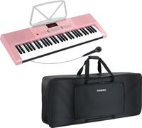 McGrey LK-6120-MIC Set Con Funda Rosa - Teclado Para Principiantes Con 61 Teclas Iluminadas - 255 Sonidos y 255 Ritmos - 50 Canciones Demo - Incluye Micrófono - Pack Ahorro Con Funda Para Teclado