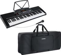 McGrey LK-6120-MIC Set De Bolsa Para Teclado Negro - Teclado Para Principiantes Con 61 Teclas Iluminadas - 255 Sonidos Y 255 Ritmos - 50 Canciones Demo - Incluye Micrófono - Pack Ahorro Con Funda
