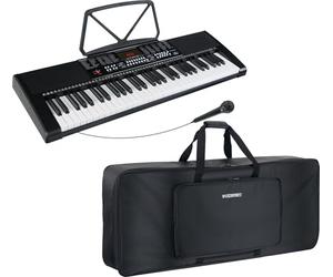McGrey LK-6120-MIC Set De Bolsa Para Teclado Negro - Teclado Para Principiantes Con 61 Teclas Iluminadas - 255 Sonidos Y 255 Ritmos - 50 Canciones Demo - Incluye Micrófono - Pack Ahorro Con Funda