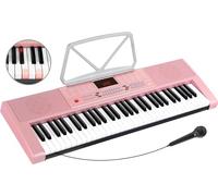 McGrey LK-6120-MIC Teclado Con Teclas Luminosas Con Micrófono rosa | Teclado para principiantes con 61 teclas luminosas, 255 sonidos, 255 ritmos, 61 sonidos de percusión, 50 canciones demo, 5 cm