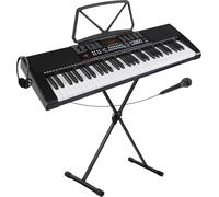 McGrey LK-6120-MIC Teclado Con Teclas Luminosas Con Set De Micrófono | Teclado para principiantes con 61 teclas luminosas, 255 sonidos, 255 ritmos, 61 sonidos de percusión, 50 canciones demo, 5 cm