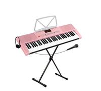 McGrey LK-6120-MIC Teclado Para Principiantes Con 61 Teclas Iluminadas - 255 Sonidos y 255 Ritmos - 50 Canciones Demo - Micrófono Incluido - Set Ahorro Incl. Soporte X-Keyboard y Auriculares - Rosa