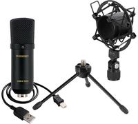 McGrey Micrófono Condensador USB-M 1000 BK para Podcast, Streaming y Gaming. Cápsula Electret 14 mm, patrón omnidireccional, Respuesta 20 Hz-17 kHz. Color Negro.