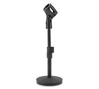 McGrey MST-20 Soporte de Mesa para Micrófono (altura ajustable sin escalas, base pesada de fundición, compacto y desmontable, incluye pinza para micrófono y adaptador de rosca) Negro