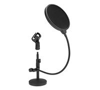 McGrey MST-20 Soporte de Mesa para Micrófono con Popkiller, altura ajustable, base pesada, cuello de cisne 38 cm, desmontable, incluye pinza y rosca reductora, color negro.