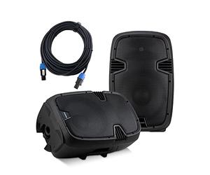 McGrey P212 Set de Altavoces Activo/Pasivo - FM/USB/SD/Bluetooth® - Potencia: 120 W RMS / 600 W Pico - Sistema de 2 vías con woofer de 12" y Tweeter de 1" - Incluye Cable de Altavoz de 10 m - Negro