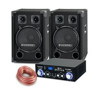 McGrey PA Set Completo Equipo DJ PowerDJ-1200 (Sistema con Cajas de Fiesta, Altavoces, 2 x 400 vatios, Amplificador Bluetooth, Amplificador, Cable de Altavoz)