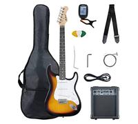 McGrey Rockit E-Guitarra ST Set Completo Sunburst, Acabado 3-Color Sunburst | E-Guitarra McGrey Rockit estilo ST, 3 pastillas single-coil, Selector de 5 posiciones, Palanca de tremolo, Afinador, 8 mm