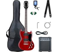 McGrey Rockit Guitarra Eléctrica Double Cut Set Completo Cherry Red