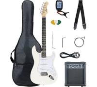 McGrey Rockit ST Set Completo E-Guitarra (set de inicio de 8 piezas con guitarra, amplificador, cuerdas de repuesto, funda para guitarra, afinador, púas, correa y cable para guitarra) White