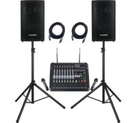 McGrey SL-12/3 Sistema PA Completo con Powermixer, 2 Micrófonos Inalámbricos
