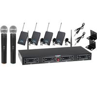 McGrey UHF-2V4I Set inalámbrico Quad: 2 micrófonos de Mano, 4 lavalier, 4 transmisores de Bolsillo, Sistema para Instrumentos, Salida Jack 6,3mm, Alcance 50m, Color Negro.