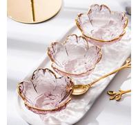 MCHERRY 6 cuencos de inmersión con forma de flor de cerezo rosa de 3.3 pulgadas, platos de salsa de soja, cuencos de acompañamiento, mini cuenco de cristal para condimentos, aperitivos, postres,