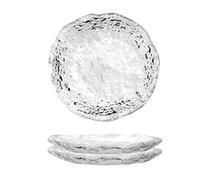 MCHERRY Platos de salsa de soja, tazas y cuencos pequeños para salsa, platos transparentes de 9 cm para servir condimentos, aperitivos, juego de 3, cuencos de vidrio soplado a mano (15 cm, textura