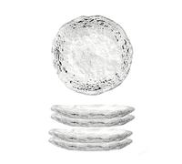 MCHERRY Platos de salsa de soja - Tazas y cuencos pequeños, platos transparentes de 9 cm para servir condimentos, aperitivos, juego de 5, cuencos de vidrio soplado a mano (textura glaciar)