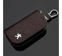 MCHHYL Cuero Estuches de Llave para Peugeot 5008 2015-2023, Funda de Cuero para Llavero de Coche con Cierre de Cremallera,Brown