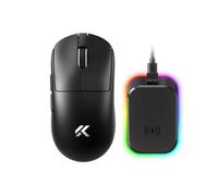 MCHOSE A7 V2 Ultr Ratón inalámbrico para juegos con estación de carga magnética, conexión trimodo, 59 g, sensor PAW3950 TI 42K DPI, doble interrogación cableada/inalámbrica 8K - Negro