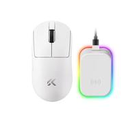 MCHOSE A7 V2 Ultr Ratón inalámbrico para juegos con estación de carga magnética, conexión trimodo, 59 g, sensor PAW3950 TI 42K DPI, doble interrogación cableada/inalámbrica 8K - Blanco