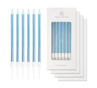 mciskin 24 velas de cumpleaños azul claro, velas de feliz cumpleaños, decoraciones de pastel azules, adornos largos y finos para tartas de perlas para niñas, niños, hombres, mujeres, decoraciones de