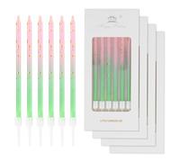 mciskin 24 velas de cumpleaños rosa y verde, decoraciones de cumpleaños verde salvia, vela de fiesta rosa, adornos largos de lunares dorados para niñas, niños, hombres, mujeres, decoraciones de fiesta